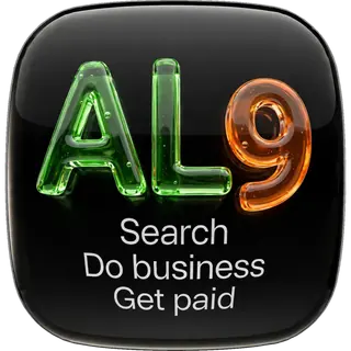 The ALGR logo, a glossy black tile with glass letters